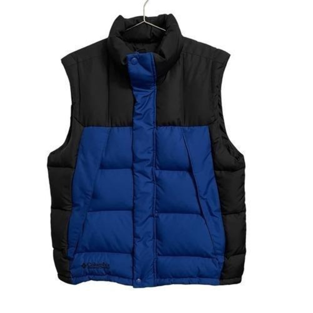 Columbia Mens Down Puffer Vest Blue Black Colorblock SM5086 Size M